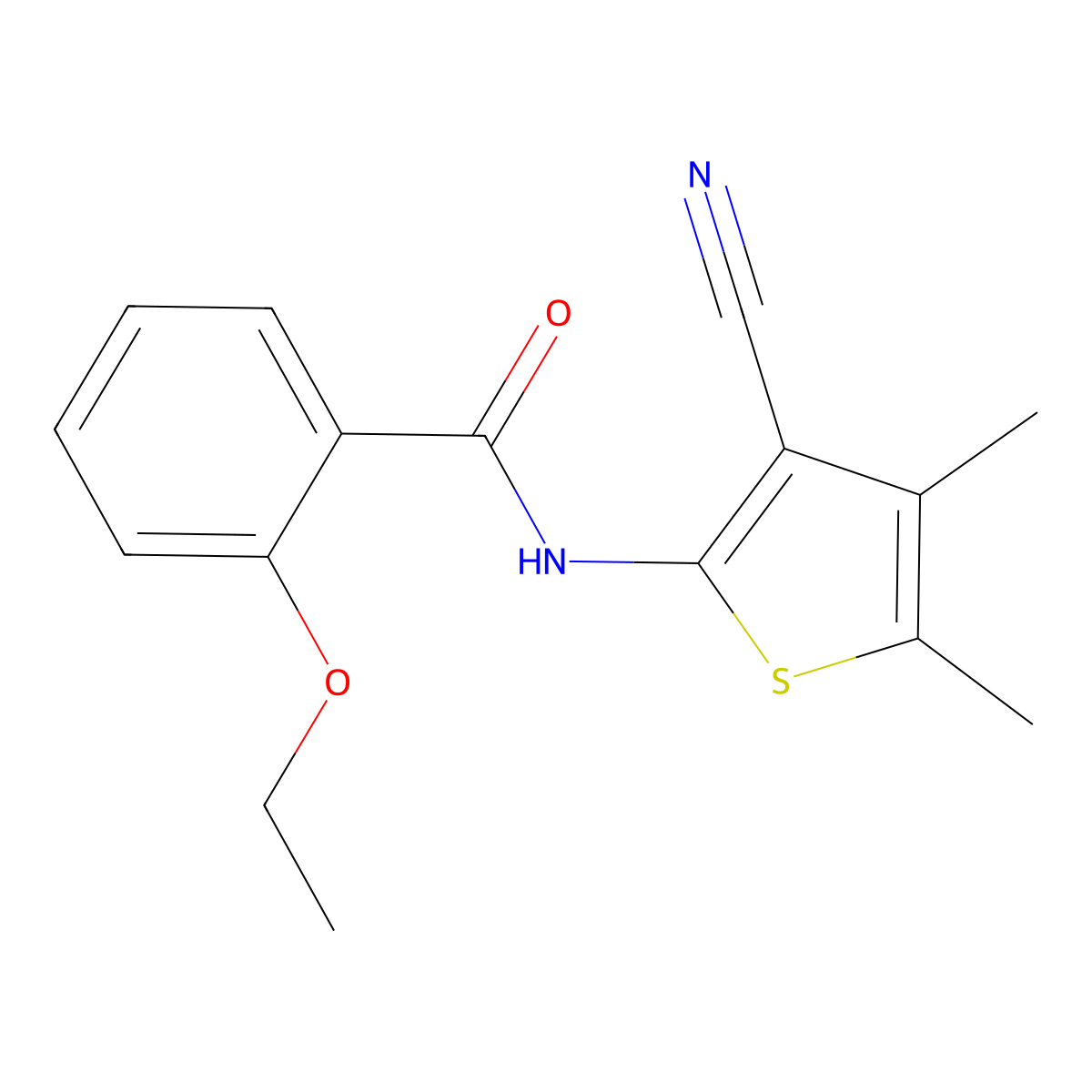 N-(3-cyano-4,5-dimethylthiophen-2-yl)-2-ethoxybenzamide molecular structure, CAS 314022-59-8