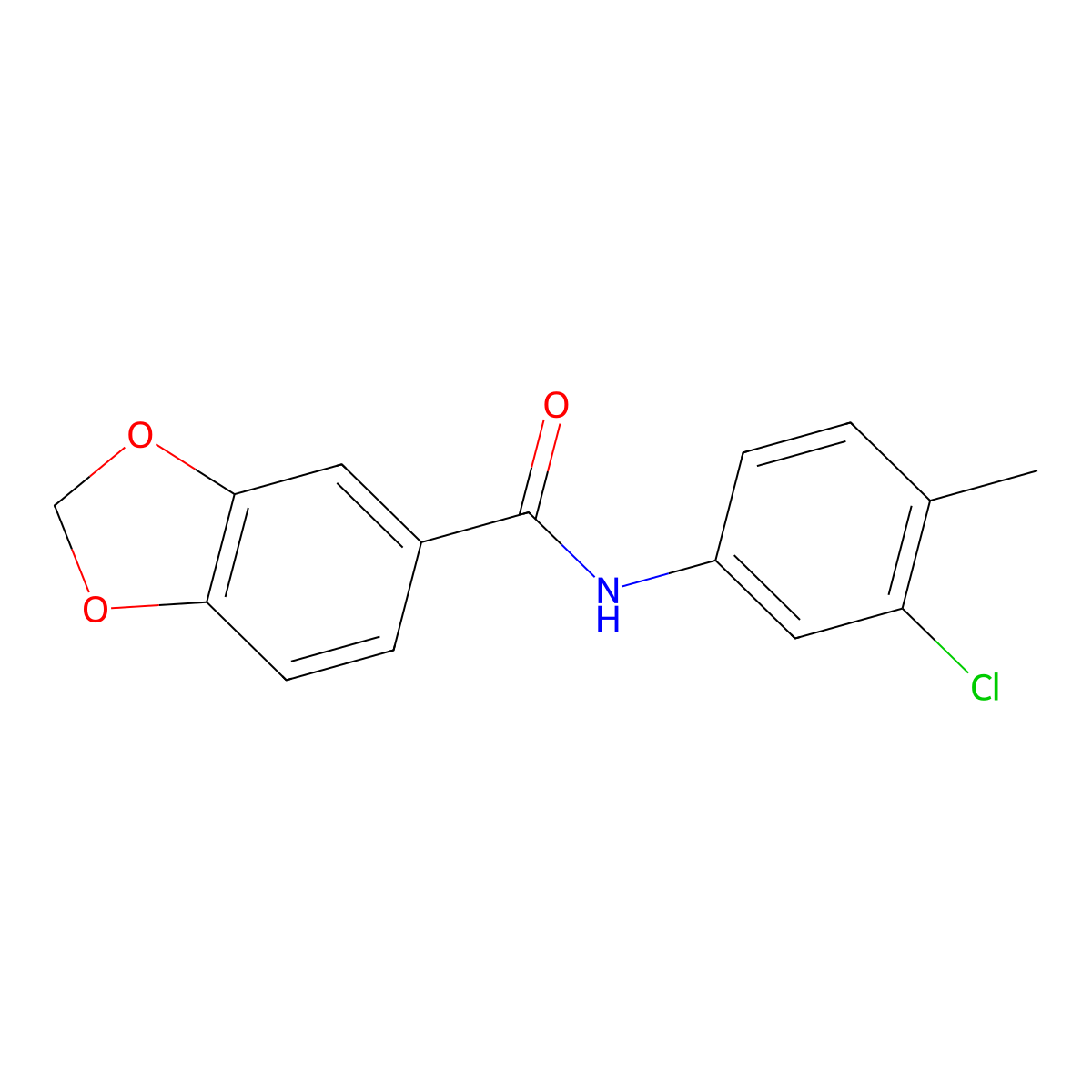 N-(3-chloro-4-methylphenyl)-1,3-benzodioxole-5-carboxamide molecular structure, CAS 314022-70-3