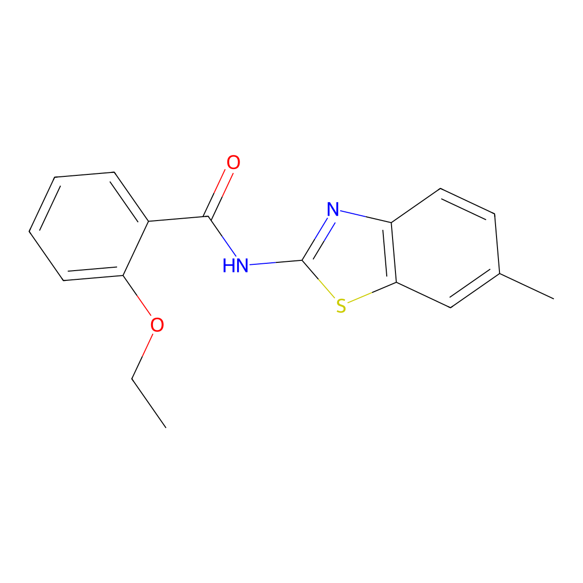 2-ethoxy-N-(6-methyl-1,3-benzothiazol-2-yl)benzamide molecular structure, CAS 314022-76-9