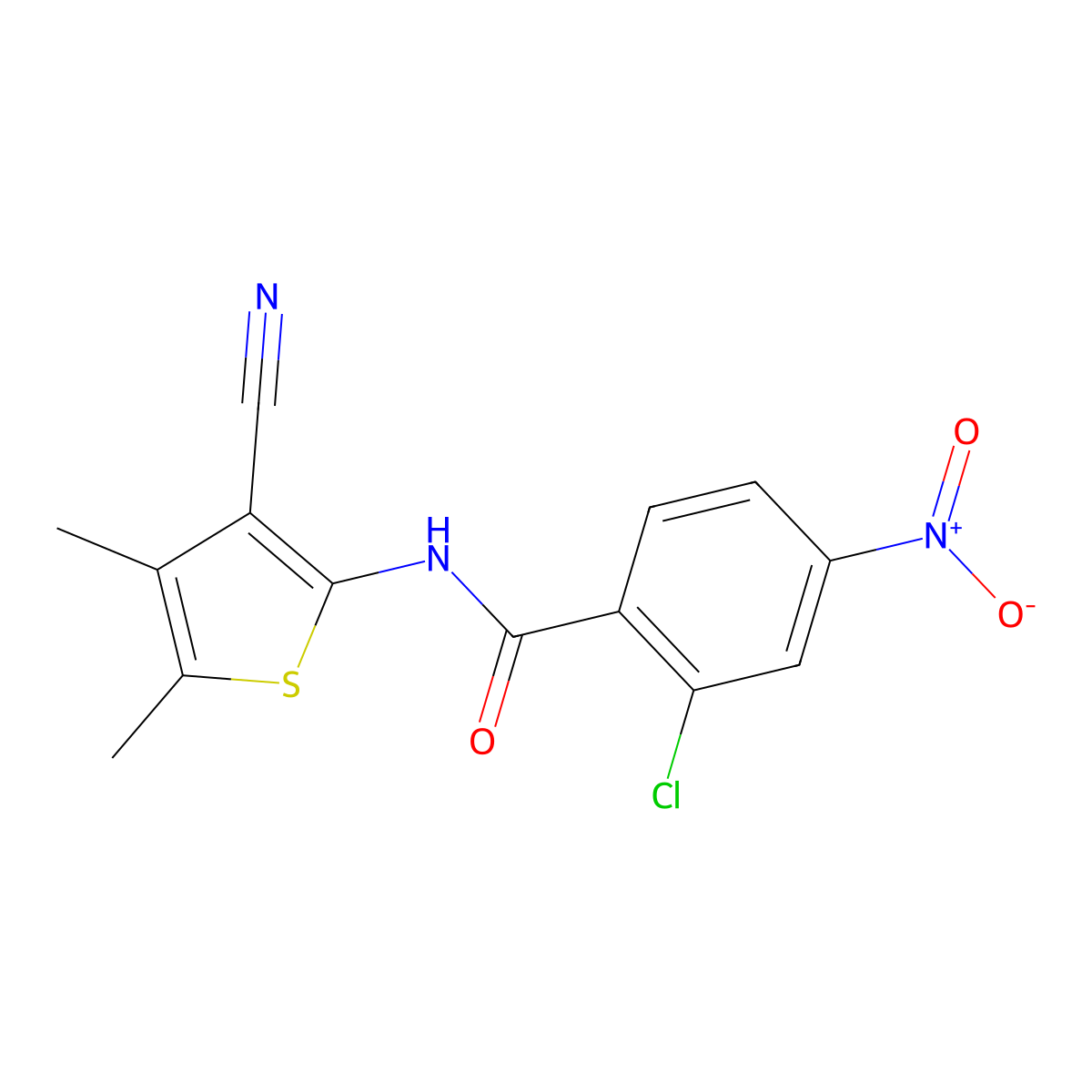 2-chloro-N-(3-cyano-4,5-dimethylthiophen-2-yl)-4-nitrobenzamide molecular structure, CAS 314022-79-2