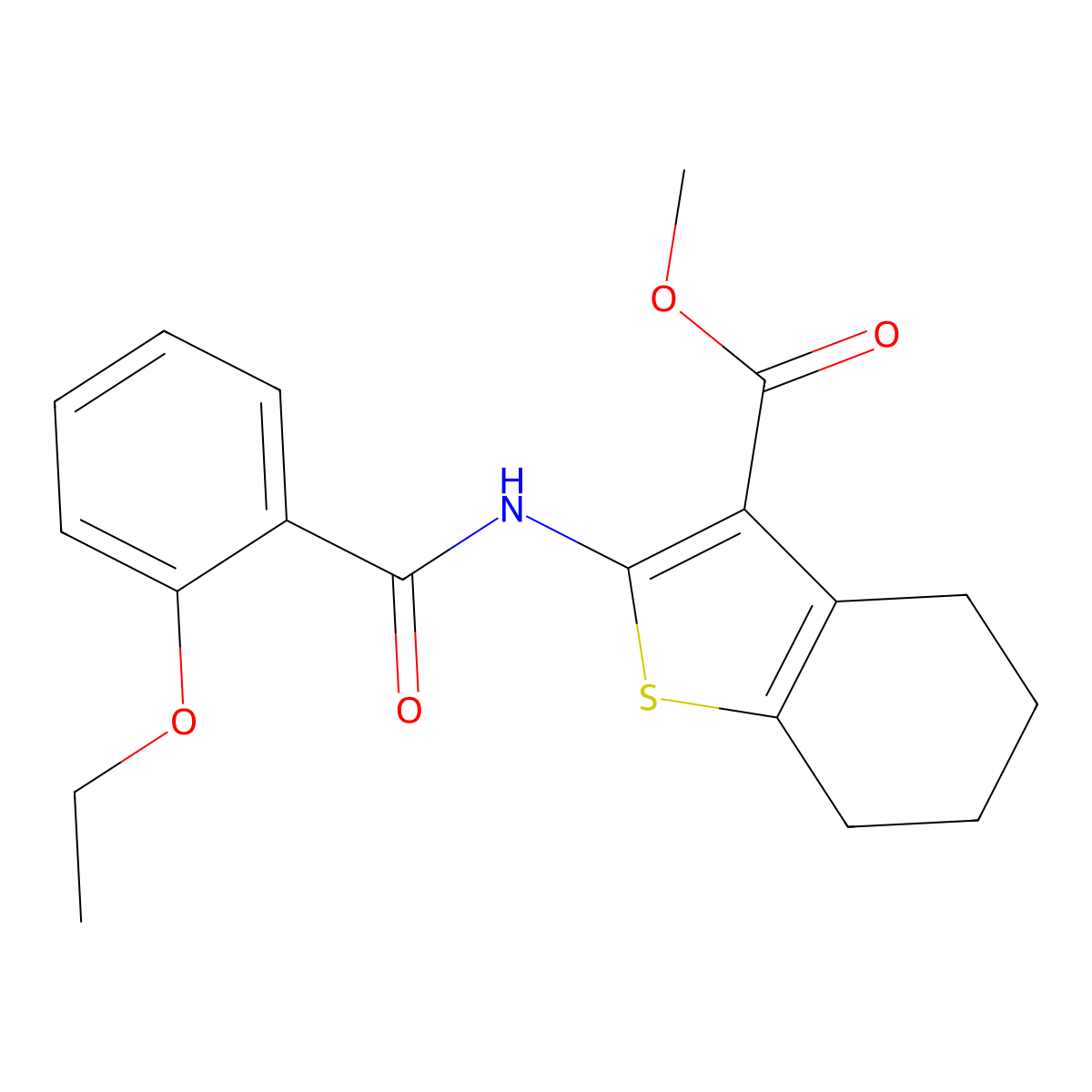 Methyl 2-[(2-ethoxybenzoyl)amino]-4,5,6,7-tetrahydro-1-benzothiophene-3-carboxylate molecular structure, CAS 314022-91-8