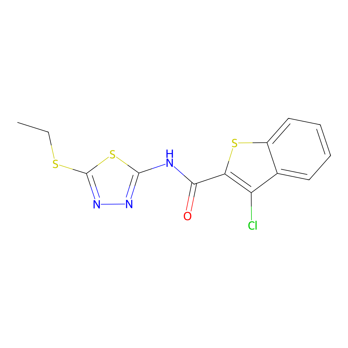 3-chloro-N-[5-(ethylsulfanyl)-1,3,4-thiadiazol-2-yl]-1-benzothiophene-2-carboxamide molecular structure, CAS 314022-95-2