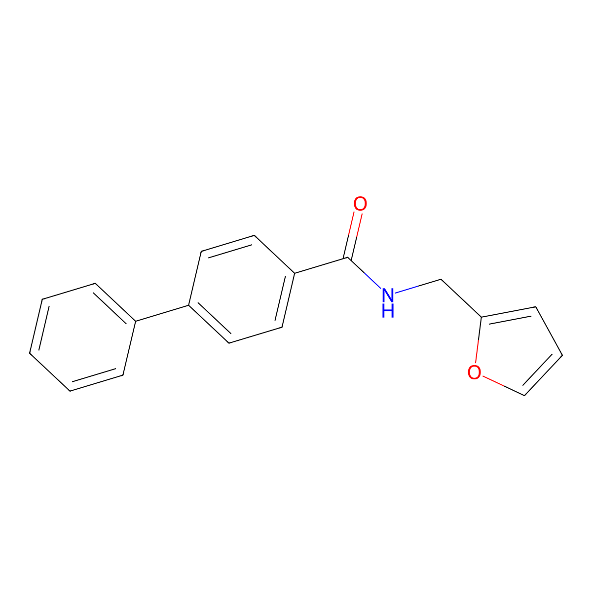 N-(furan-2-ylmethyl)-4-phenylbenzamide molecular structure, CAS 314022-99-6