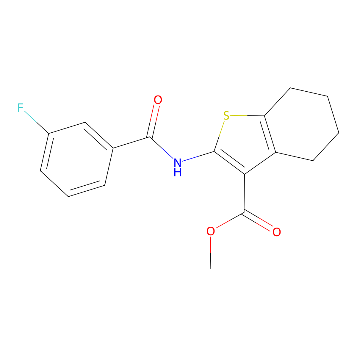 Methyl 2-[(3-fluorobenzoyl)amino]-4,5,6,7-tetrahydro-1-benzothiophene-3-carboxylate molecular structure, CAS 314023-05-7