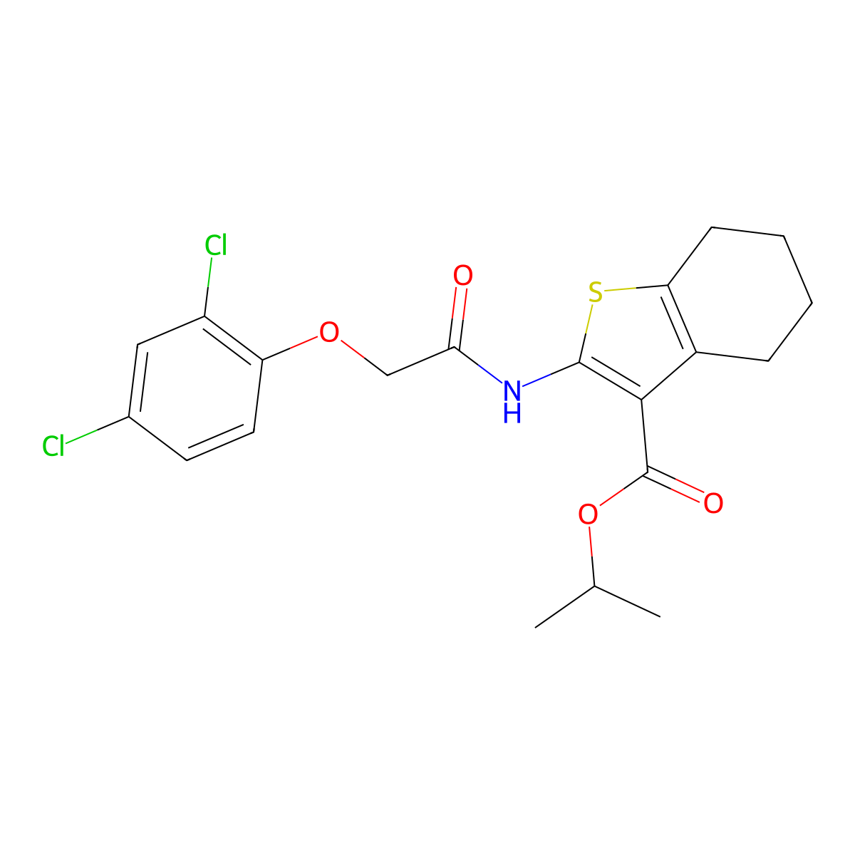 Isopropyl 2-{[(2,4-dichlorophenoxy)acetyl]amino}-4,5,6,7-tetrahydro-1-benzothiophene-3-carboxylate molecular structure, CAS 314023-17-1
