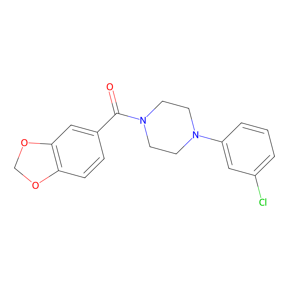 1,3-Benzodioxol-5-yl[4-(3-chlorophenyl)piperazin-1-yl]methanone molecular structure, CAS 314023-25-1