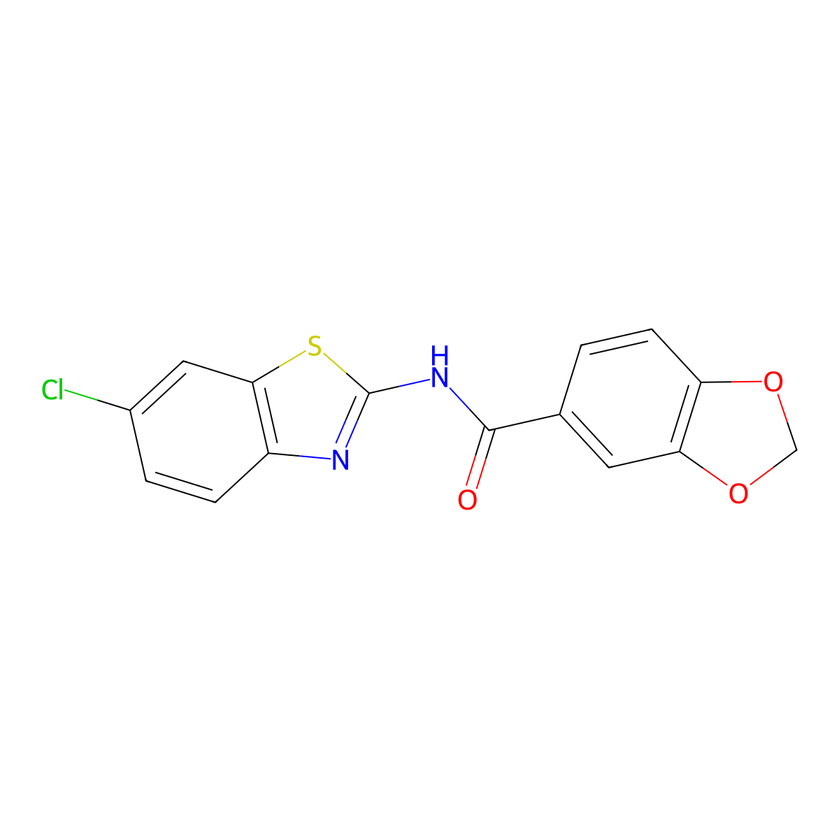 N-(6-chloro-1,3-benzothiazol-2-yl)-1,3-benzodioxole-5-carboxamide molecular structure, CAS 314023-26-2