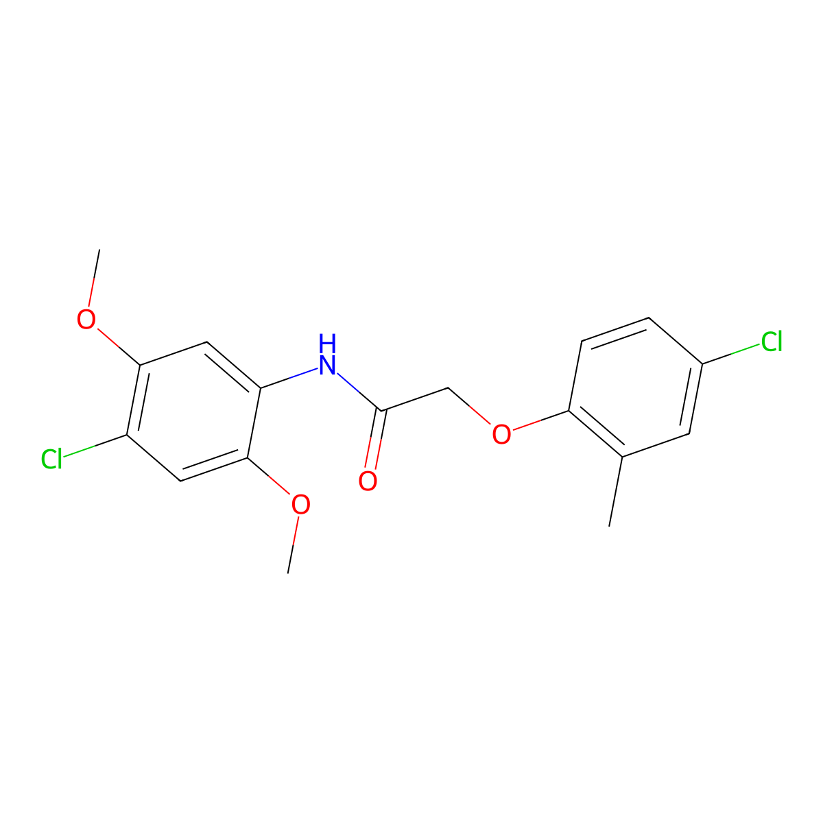 N-(4-chloro-2,5-dimethoxyphenyl)-2-(4-chloro-2-methylphenoxy)acetamide molecular structure, CAS 314023-38-6