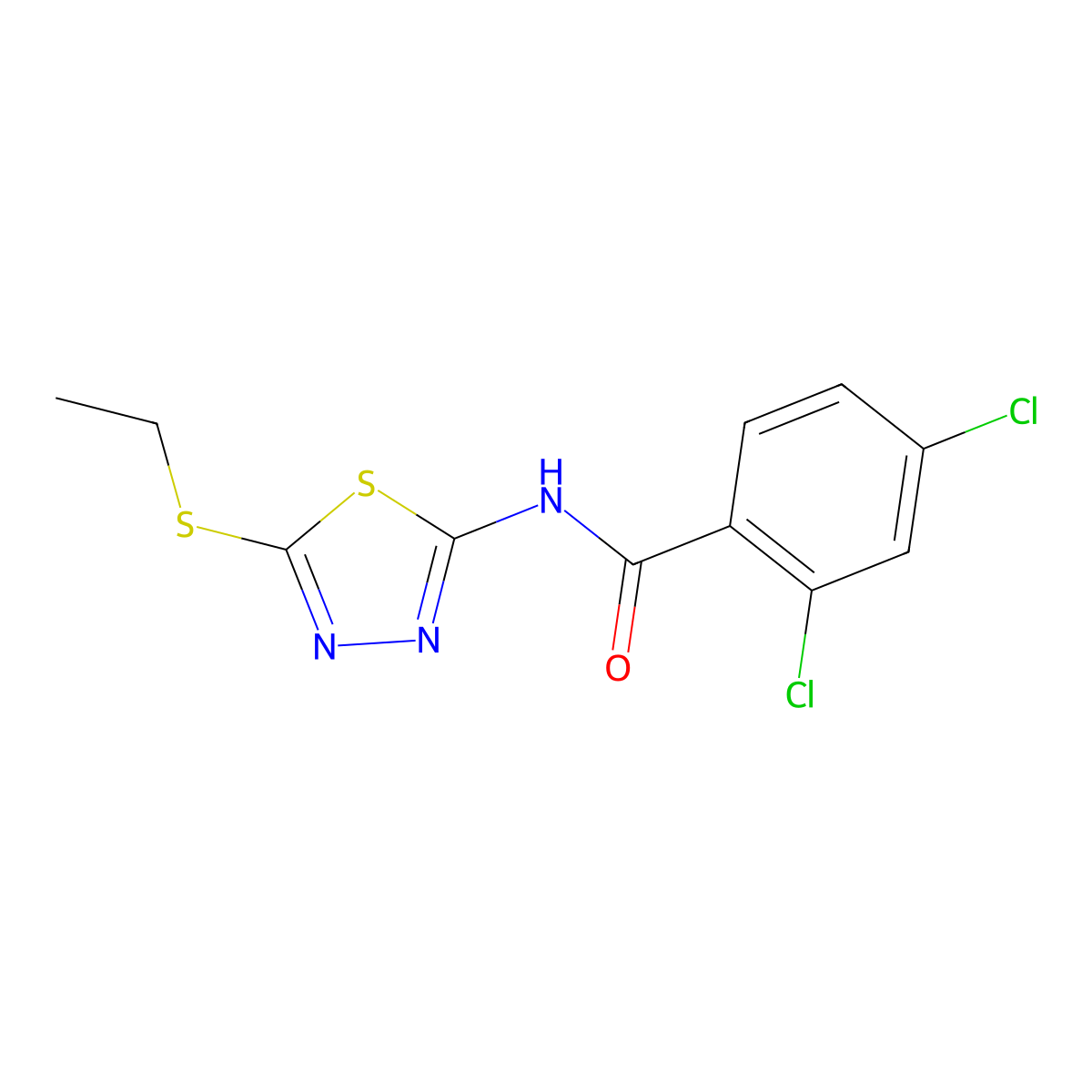 2,4-Dichloro-N-[5-(ethylthio)-1,3,4-thiadiazol-2-yl]benzamide molecular structure, CAS 314023-45-5
