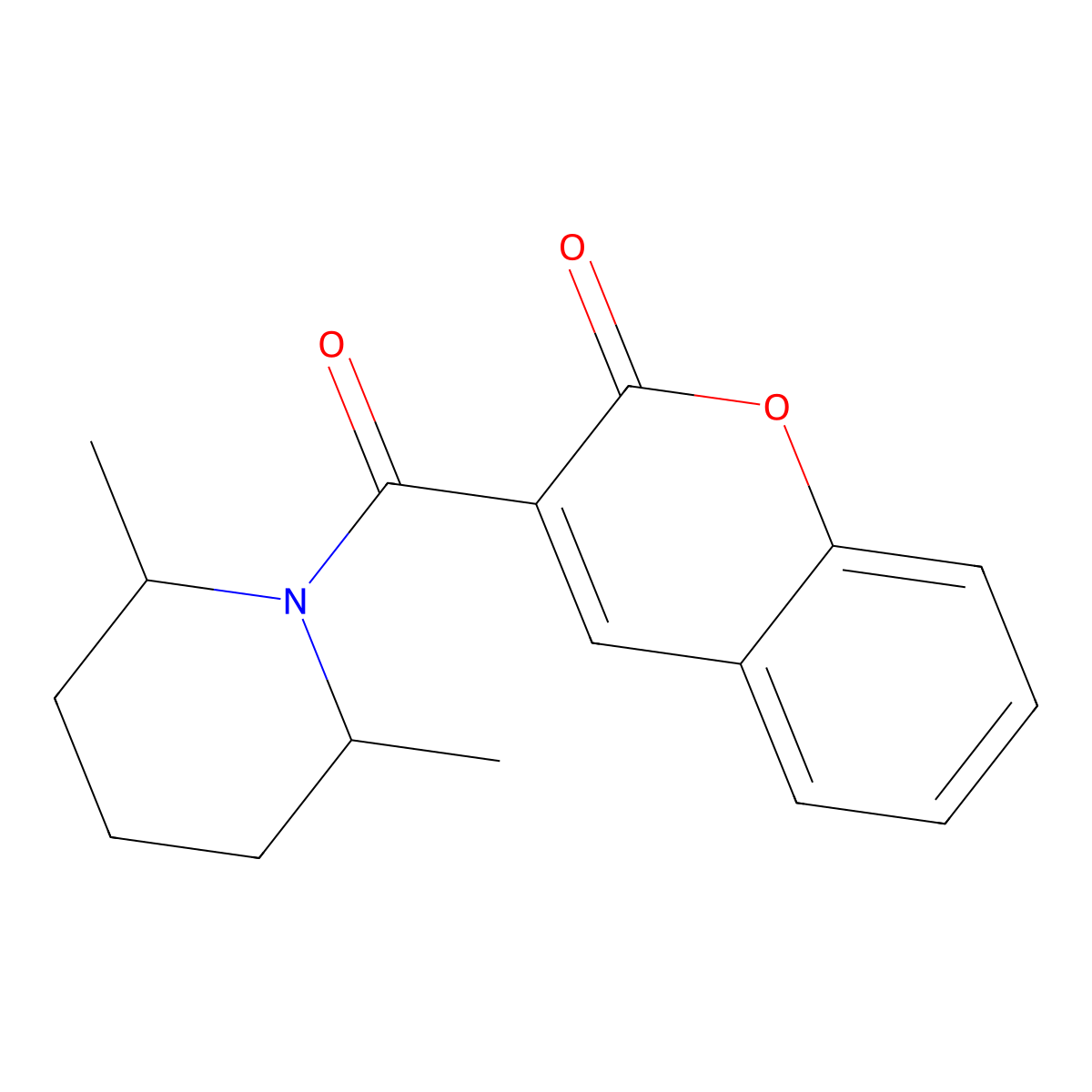 Coumarin, 3-[(2,6-dimethyl-1-piperidyl)carbonyl]- molecular structure, CAS 314023-65-9