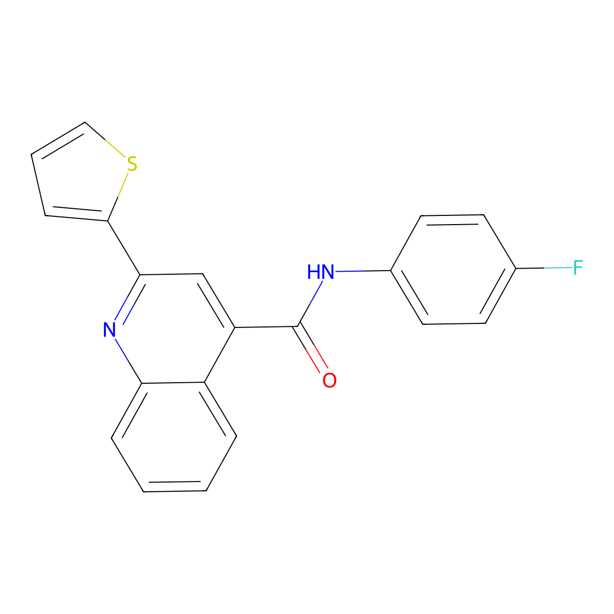 N-(4-fluorophenyl)-2-(thiophen-2-yl)quinoline-4-carboxamide molecular structure, CAS 314023-68-2