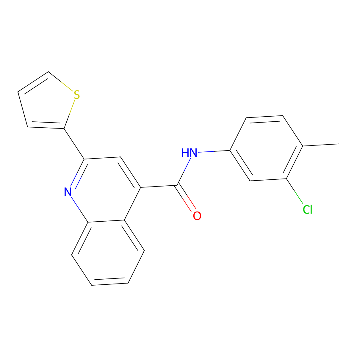 N-(3-chloro-4-methylphenyl)-2-thiophen-2-ylquinoline-4-carboxamide molecular structure, CAS 314023-73-9