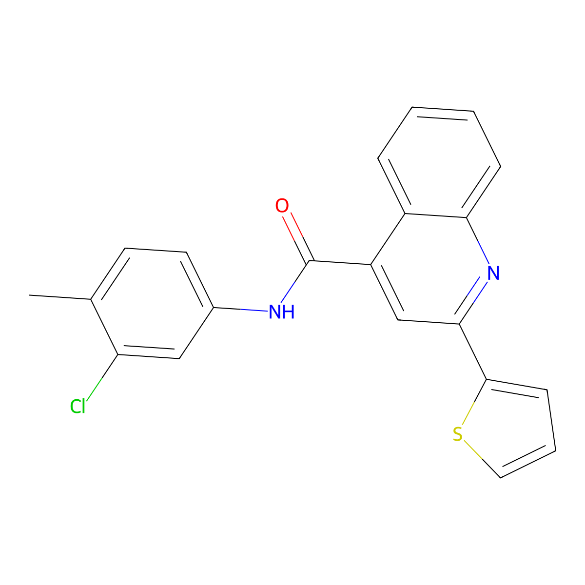 N-(3-chloro-4-methylphenyl)-2-thiophen-2-ylquinoline-4-carboxamide molecular structure, CAS 314023-73-9