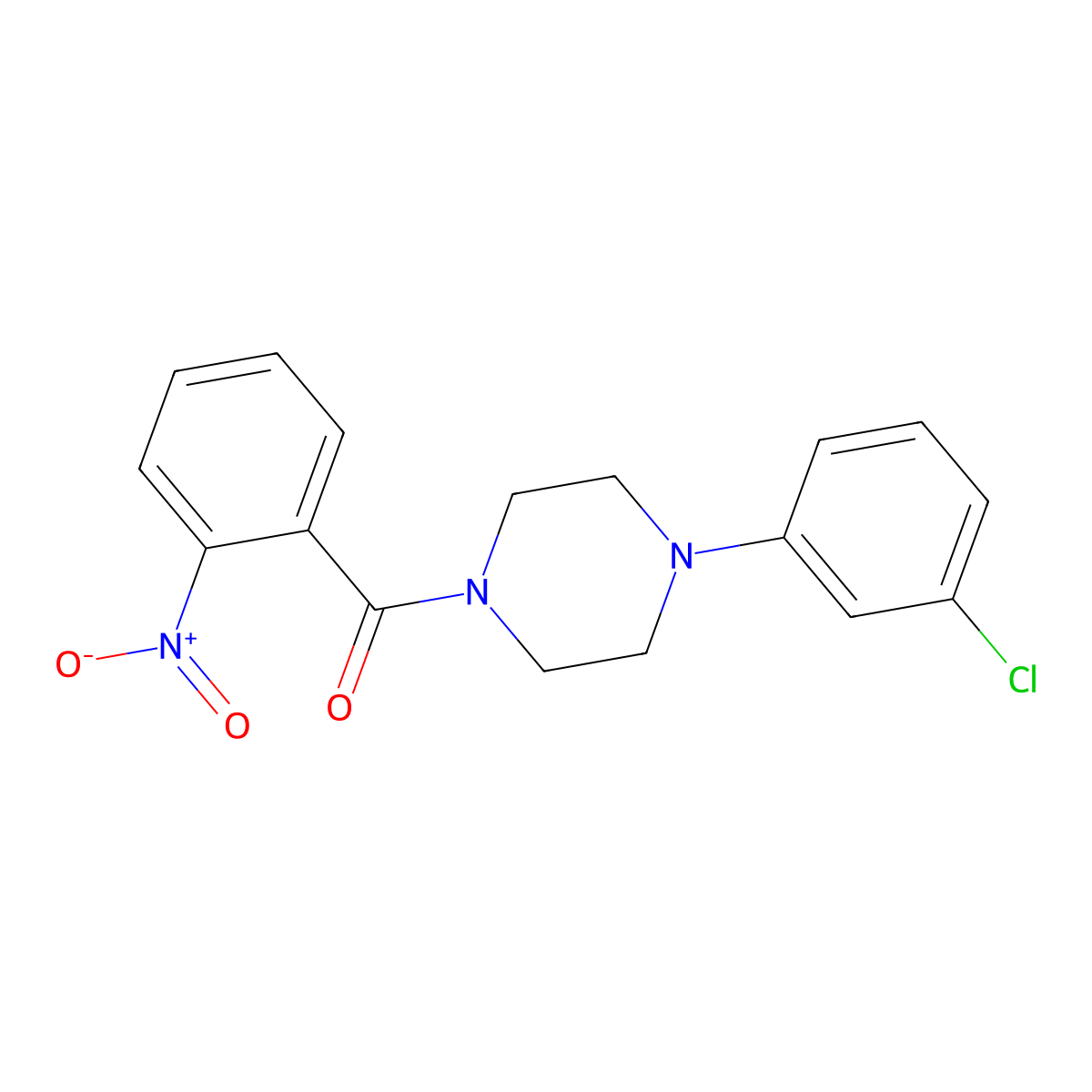[4-(3-Chlorophenyl)piperazin-1-yl]-(2-nitrophenyl)methanone molecular structure, CAS 314023-79-5