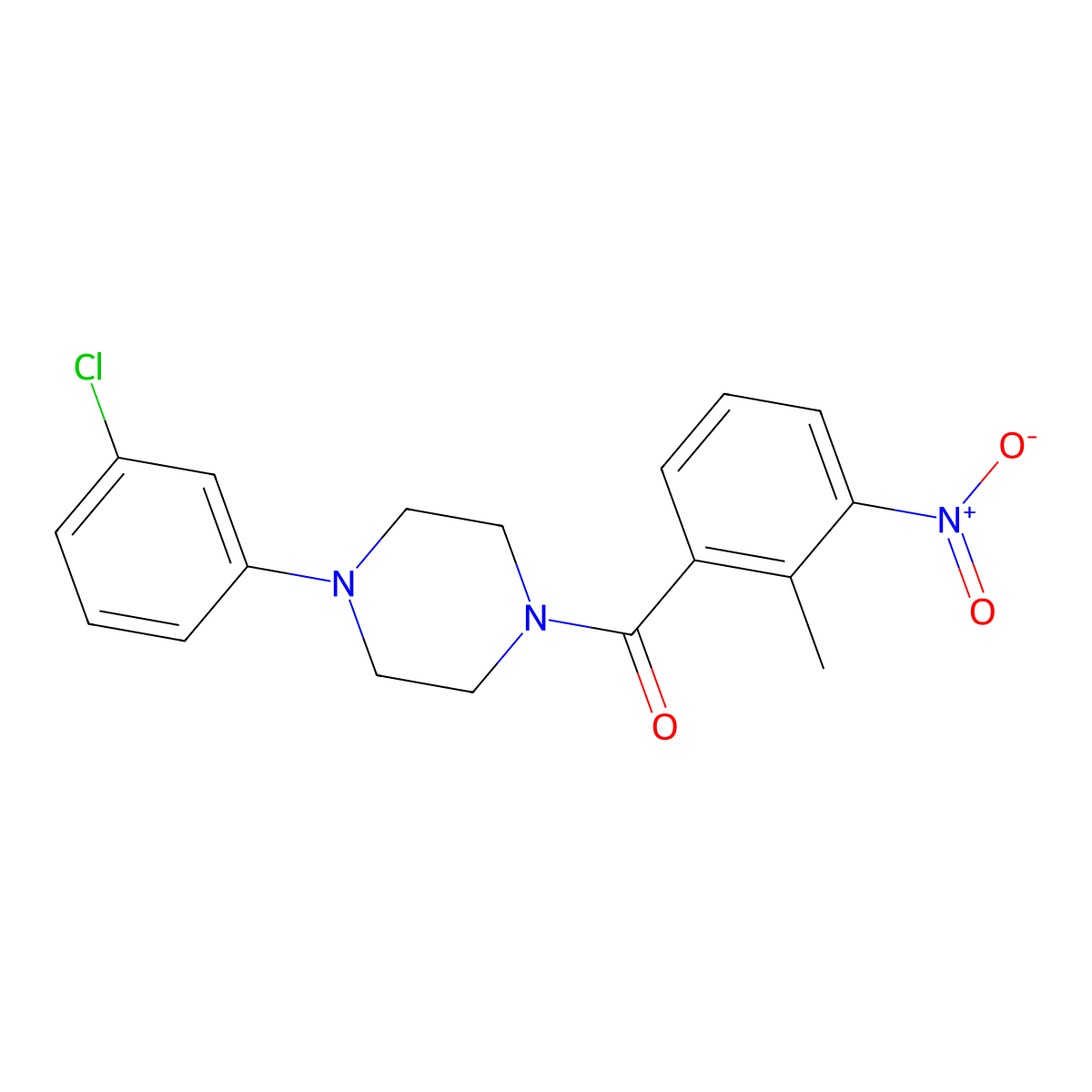 [4-(3-Chlorophenyl)piperazin-1-yl]-(2-methyl-3-nitrophenyl)methanone molecular structure, CAS 314023-80-8