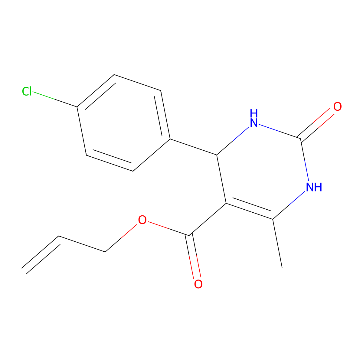 Prop-2-en-1-yl 4-(4-chlorophenyl)-6-methyl-2-oxo-1,2,3,4-tetrahydropyrimidine-5-carboxylate molecular structure, CAS 314025-60-0