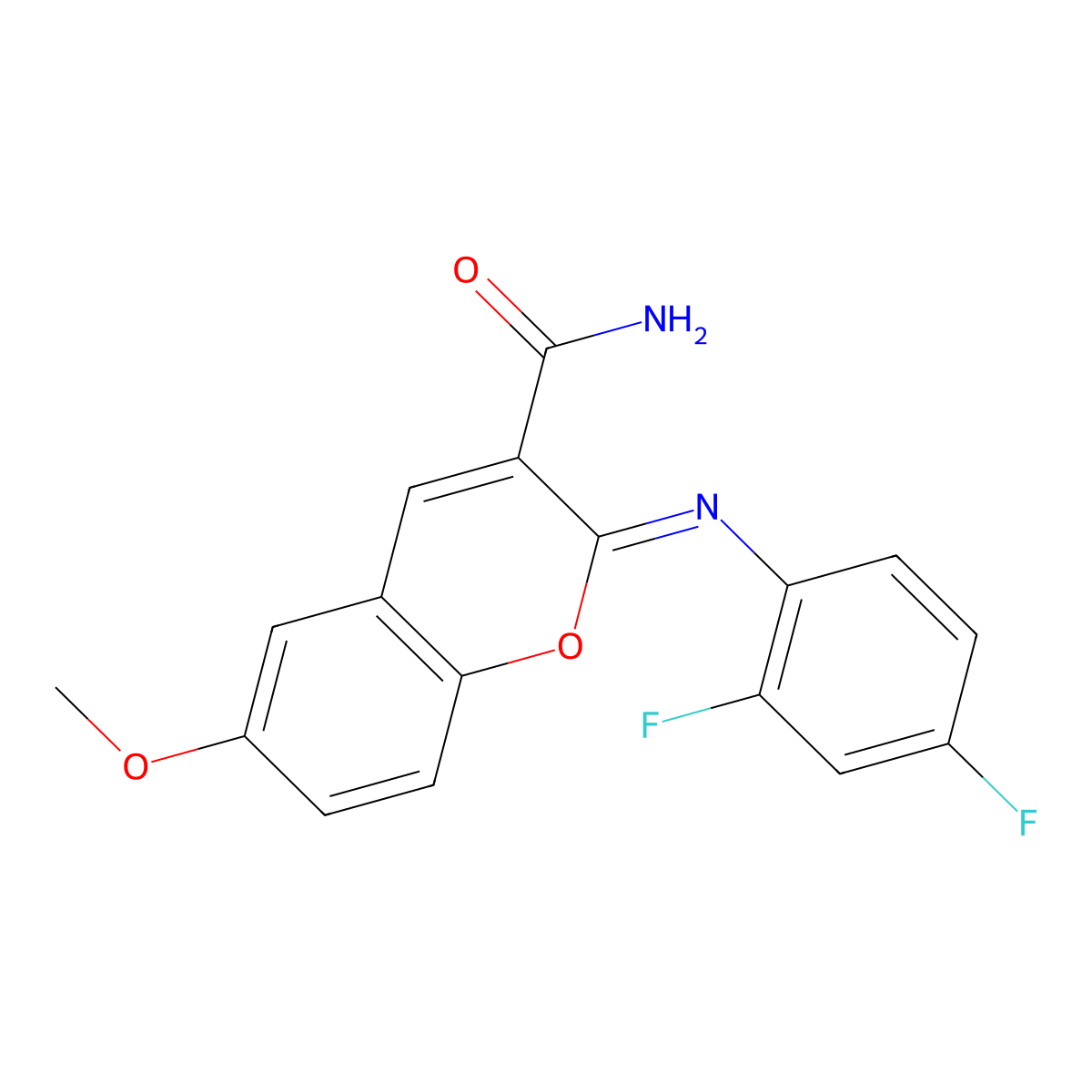 (Z)-2-((2,4-difluorophenyl)imino)-6-methoxy-2H-chromene-3-carboxamide molecular structure, CAS 314026-03-4