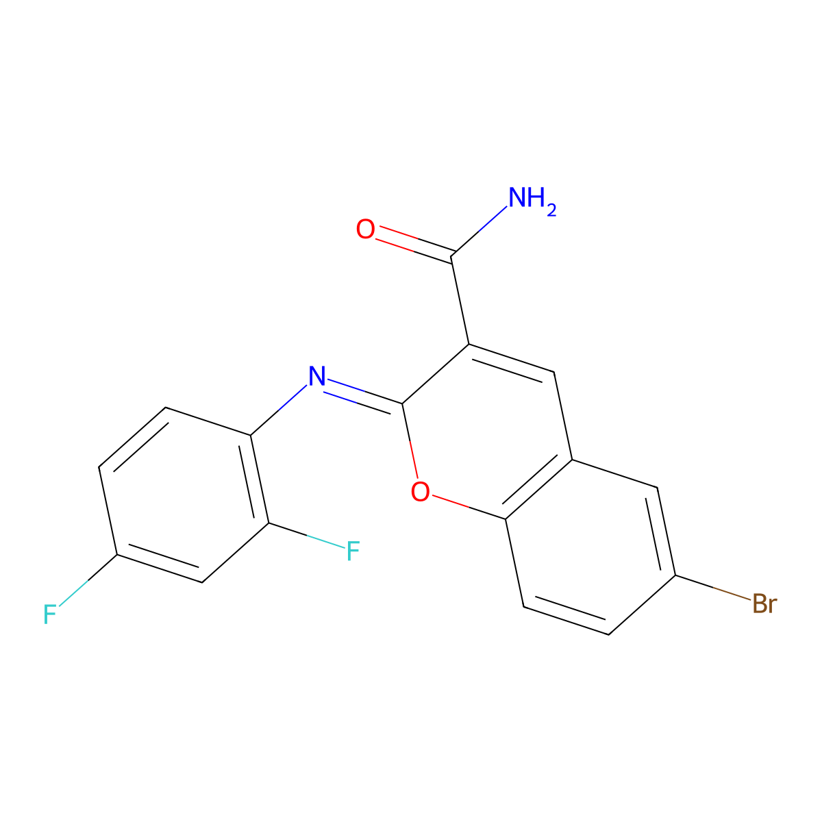 (2Z)-6-bromo-2-[(2,4-difluorophenyl)imino]-2H-chromene-3-carboxamide molecular structure, CAS 314026-04-5