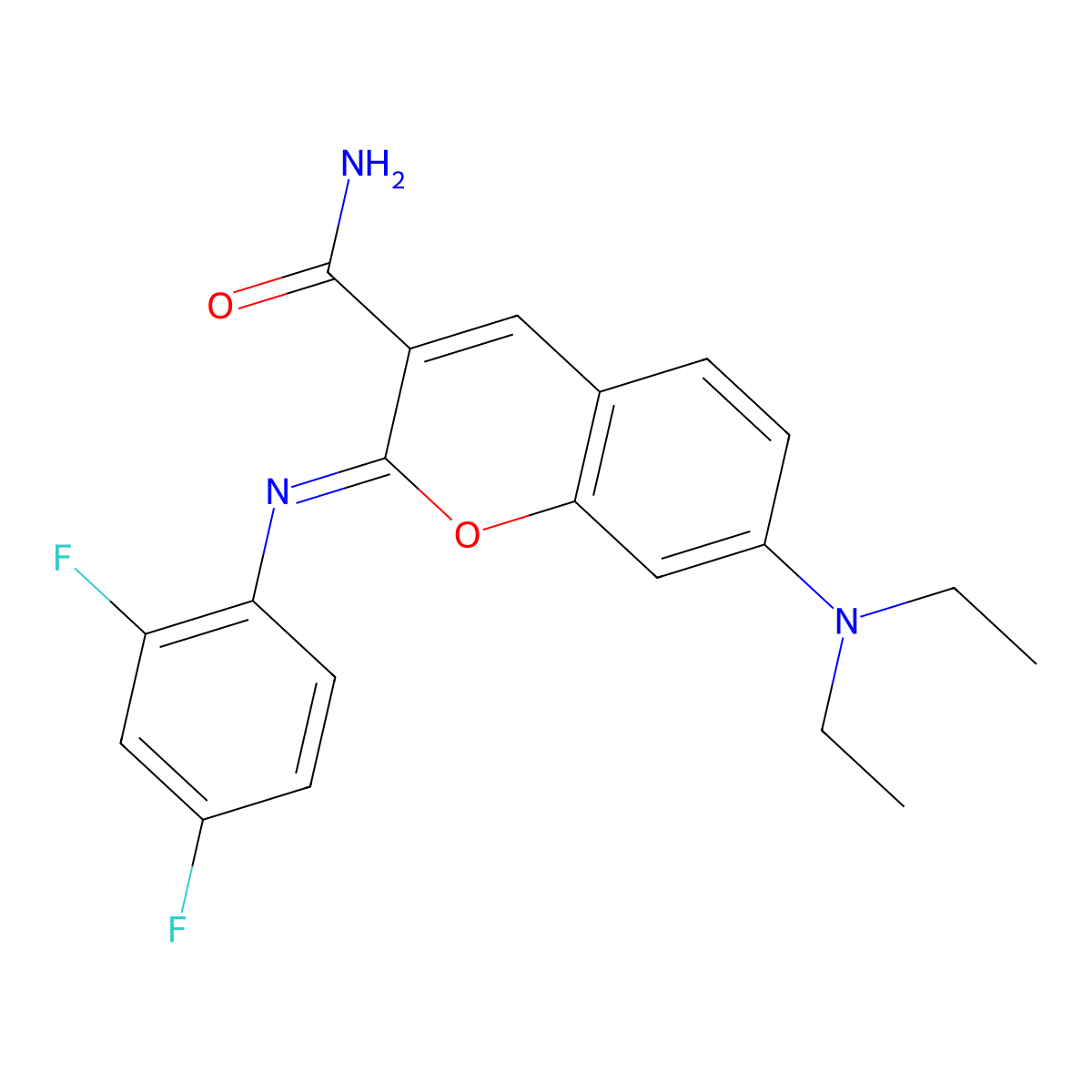 (2Z)-7-(diethylamino)-2-[(2,4-difluorophenyl)imino]-2H-chromene-3-carboxamide molecular structure, CAS 314026-05-6