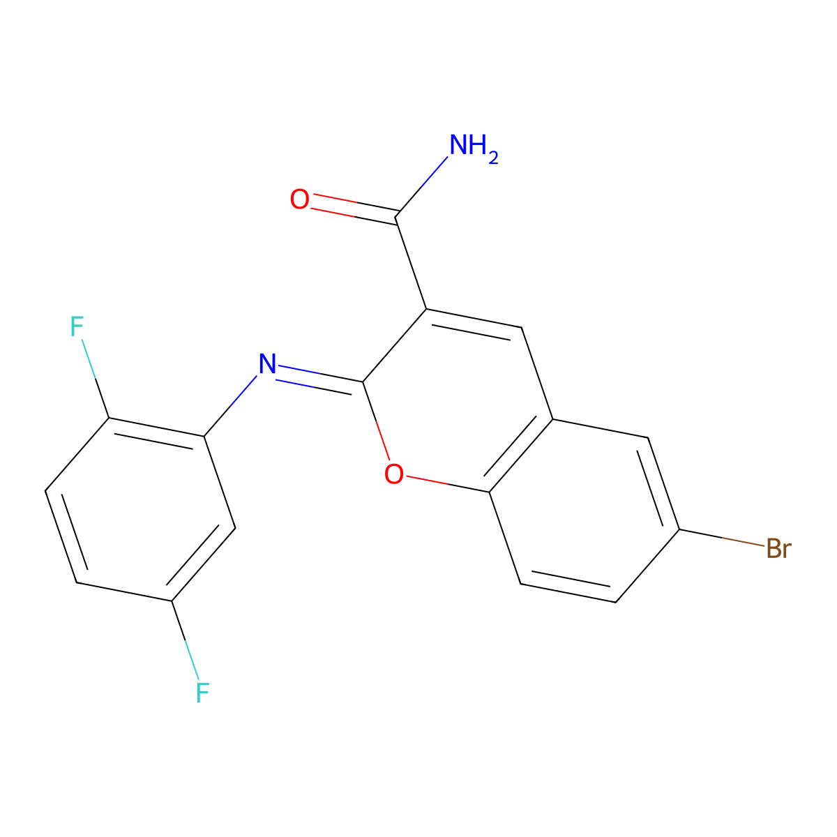 (2Z)-6-bromo-2-[(2,5-difluorophenyl)imino]-2H-chromene-3-carboxamide molecular structure, CAS 314026-10-3