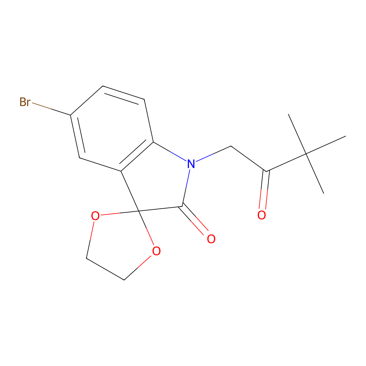 5'-Bromo-1'-(3,3-dimethyl-2-oxobutyl)spiro(1,3-dioxolane-2,3'-(3H)indol)-2'(1'H)-one molecular structure, CAS 314026-22-7