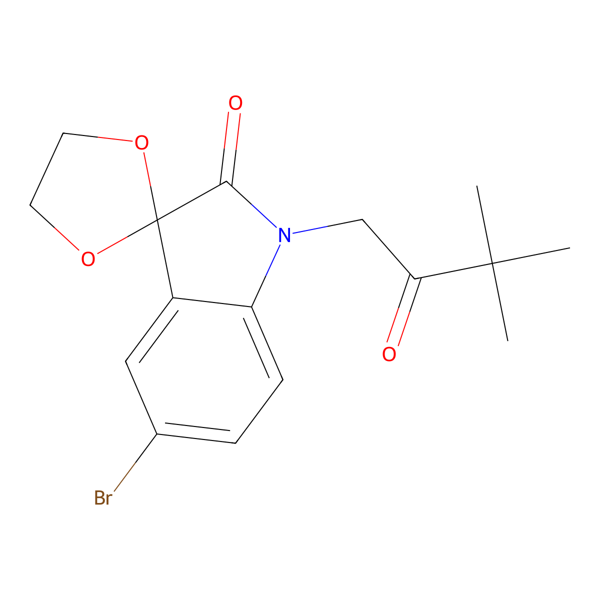 5'-Bromo-1'-(3,3-dimethyl-2-oxobutyl)spiro(1,3-dioxolane-2,3'-(3H)indol)-2'(1'H)-one molecular structure, CAS 314026-22-7