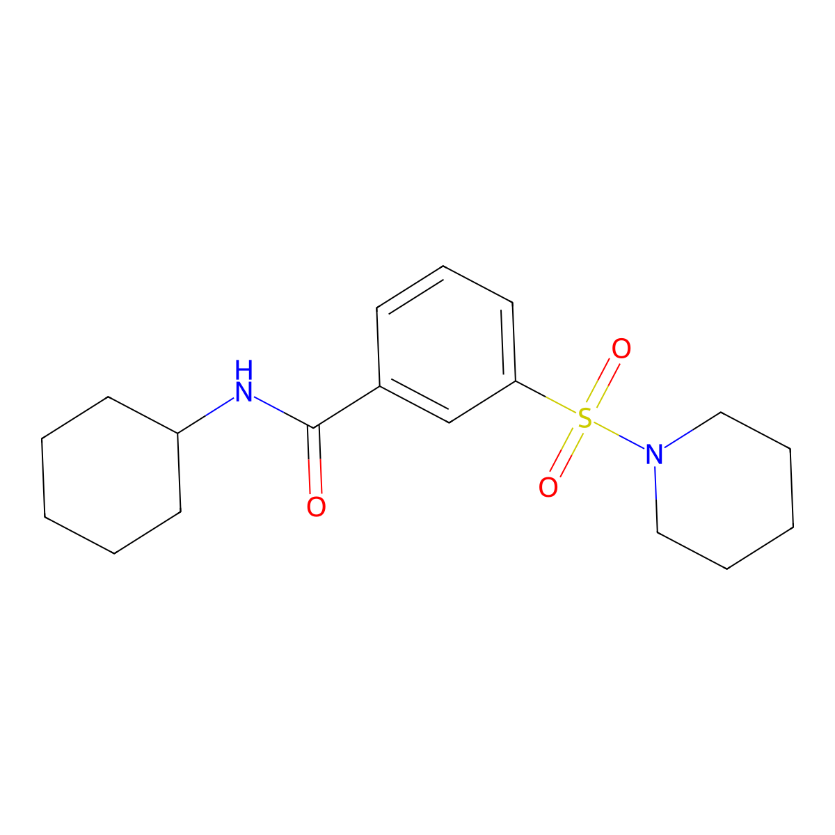 N-cyclohexyl-3-piperidin-1-ylsulfonylbenzamide molecular structure, CAS 314027-41-3