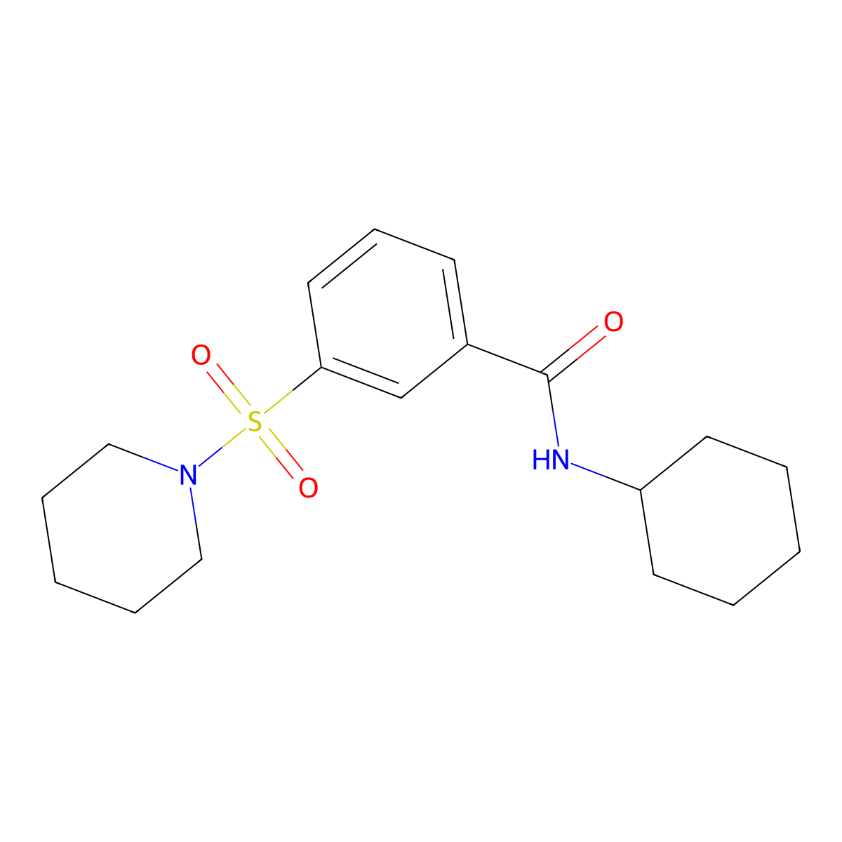 N-cyclohexyl-3-piperidin-1-ylsulfonylbenzamide molecular structure, CAS 314027-41-3