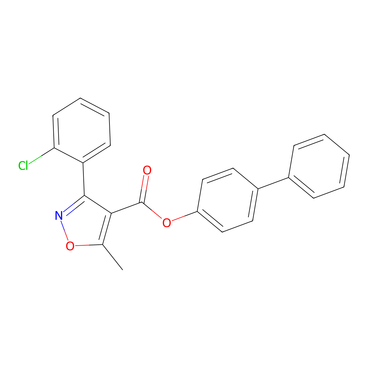 (4-Phenylphenyl) 3-(2-chlorophenyl)-5-methyl-1,2-oxazole-4-carboxylate molecular structure, CAS 314027-55-9
