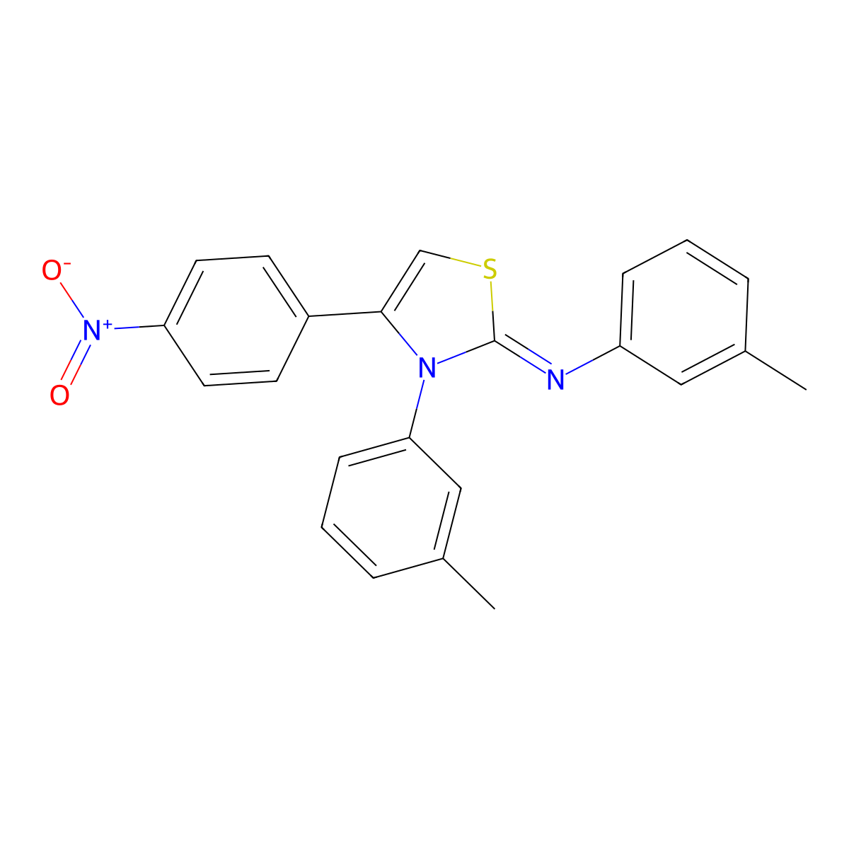 N,3-bis(3-methylphenyl)-4-(4-nitrophenyl)-1,3-thiazol-2-imine molecular structure, CAS 314027-89-9