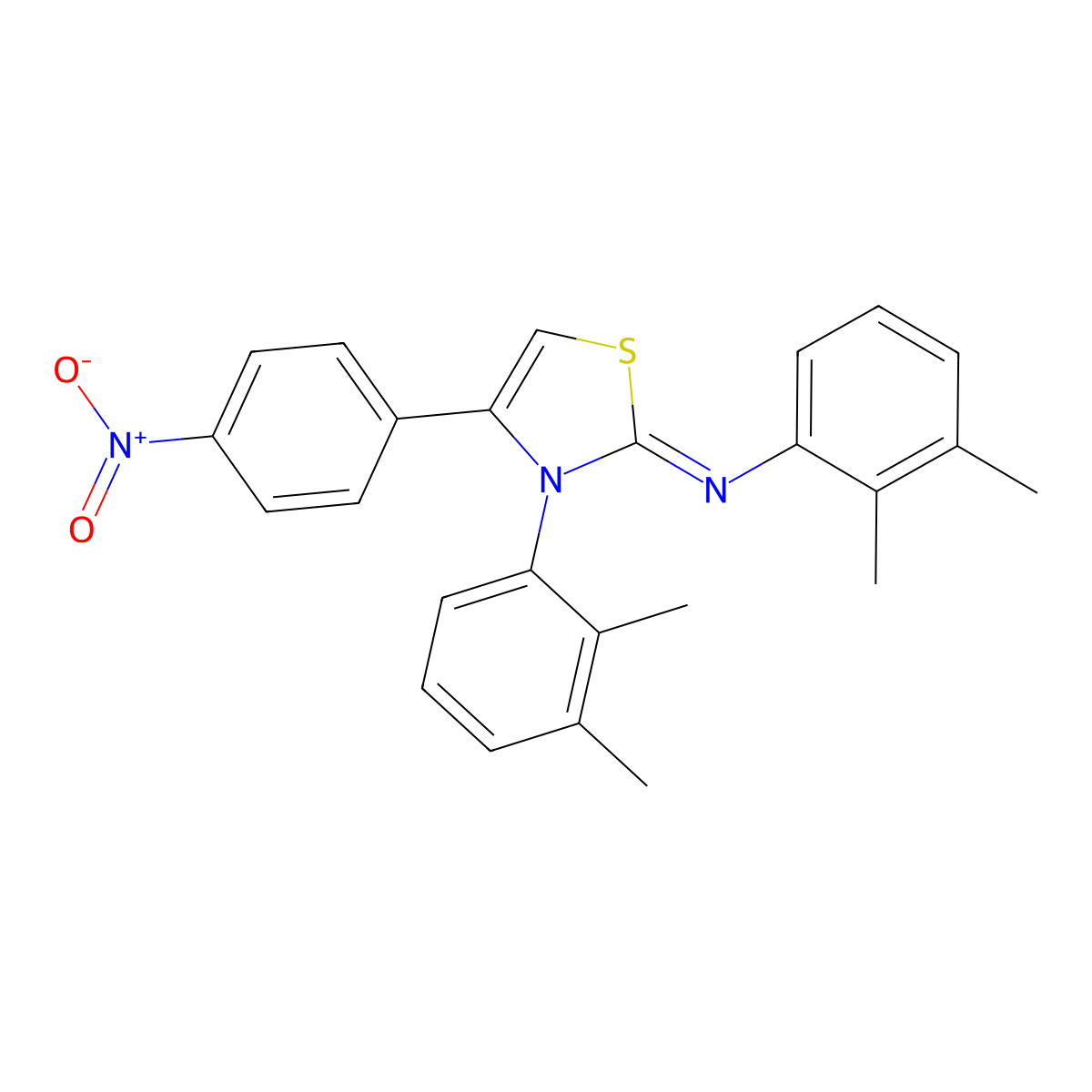 3-(2,3-Dimethylphenyl)-2-[(2,3-dimethylphenyl)imino]-4-{4-nitrophenyl}-2,3-dihydro-1,3-thiazole molecular structure, CAS 314027-90-2