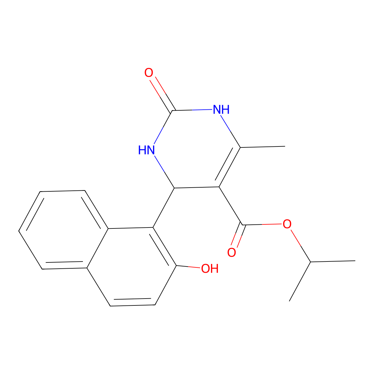 Isopropyl 4-(2-hydroxynaphthalen-1-yl)-6-methyl-2-oxo-1,2,3,4-tetrahydropyrimidine-5-carboxylate molecular structure, CAS 314028-37-0