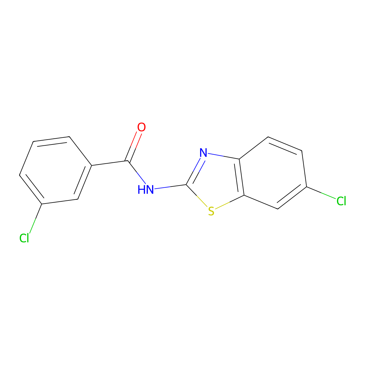 3-chloro-N-(6-chloro-1,3-benzothiazol-2-yl)benzamide molecular structure, CAS 314028-64-3