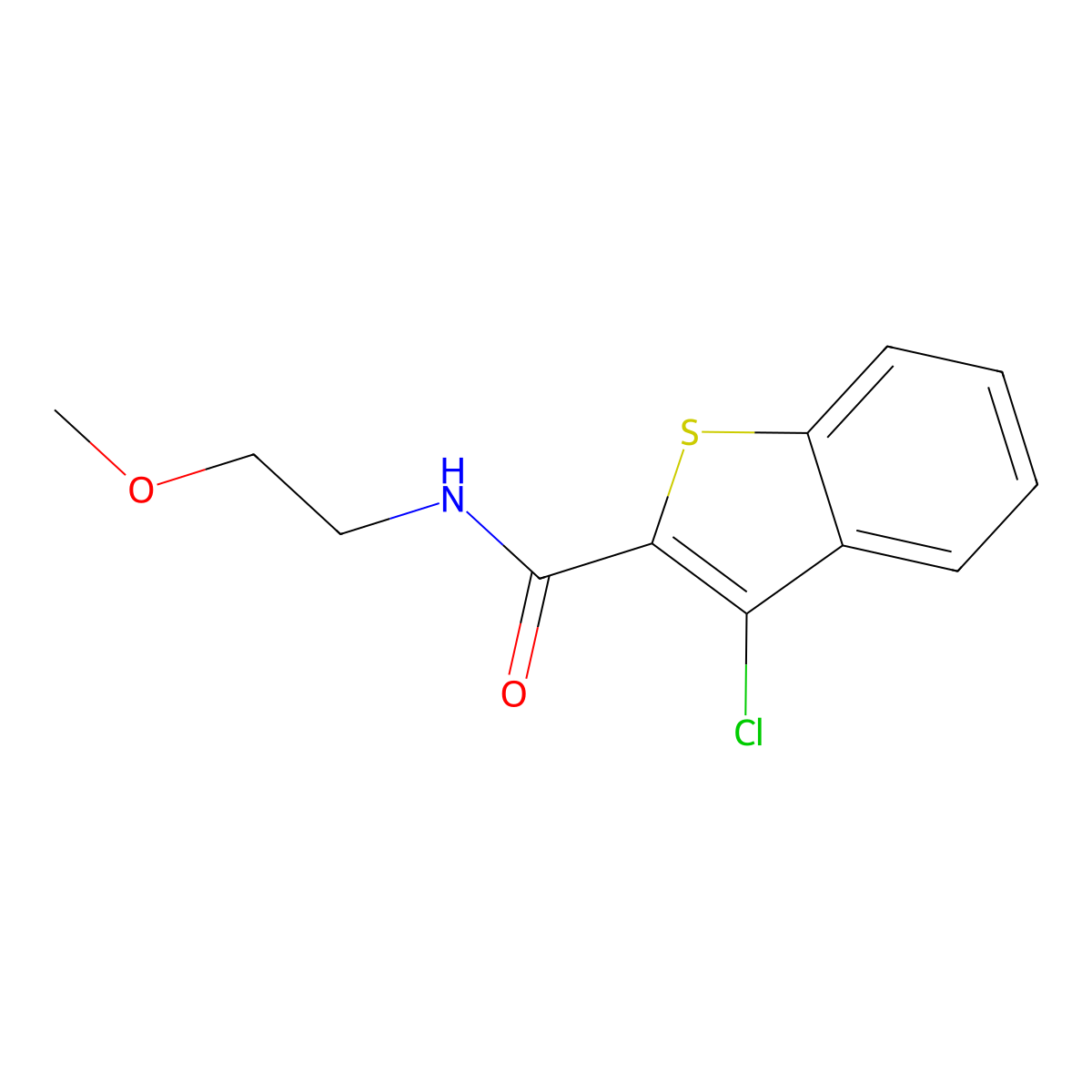 3-chloro-N-(2-methoxyethyl)-1-benzothiophene-2-carboxamide molecular structure, CAS 314028-75-6