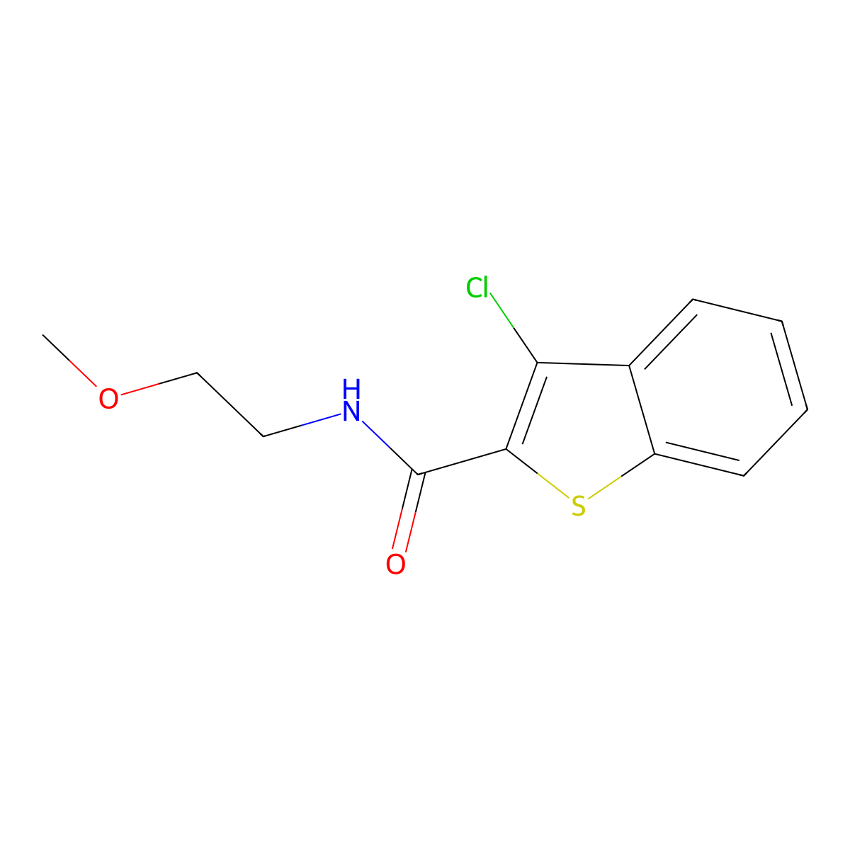 3-chloro-N-(2-methoxyethyl)-1-benzothiophene-2-carboxamide molecular structure, CAS 314028-75-6
