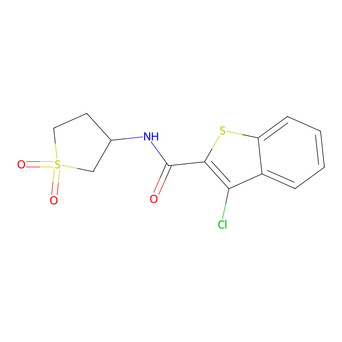 3-chloro-N-(1,1-dioxidotetrahydrothiophen-3-yl)benzo[b]thiophene-2-carboxamide molecular structure, CAS 314028-76-7