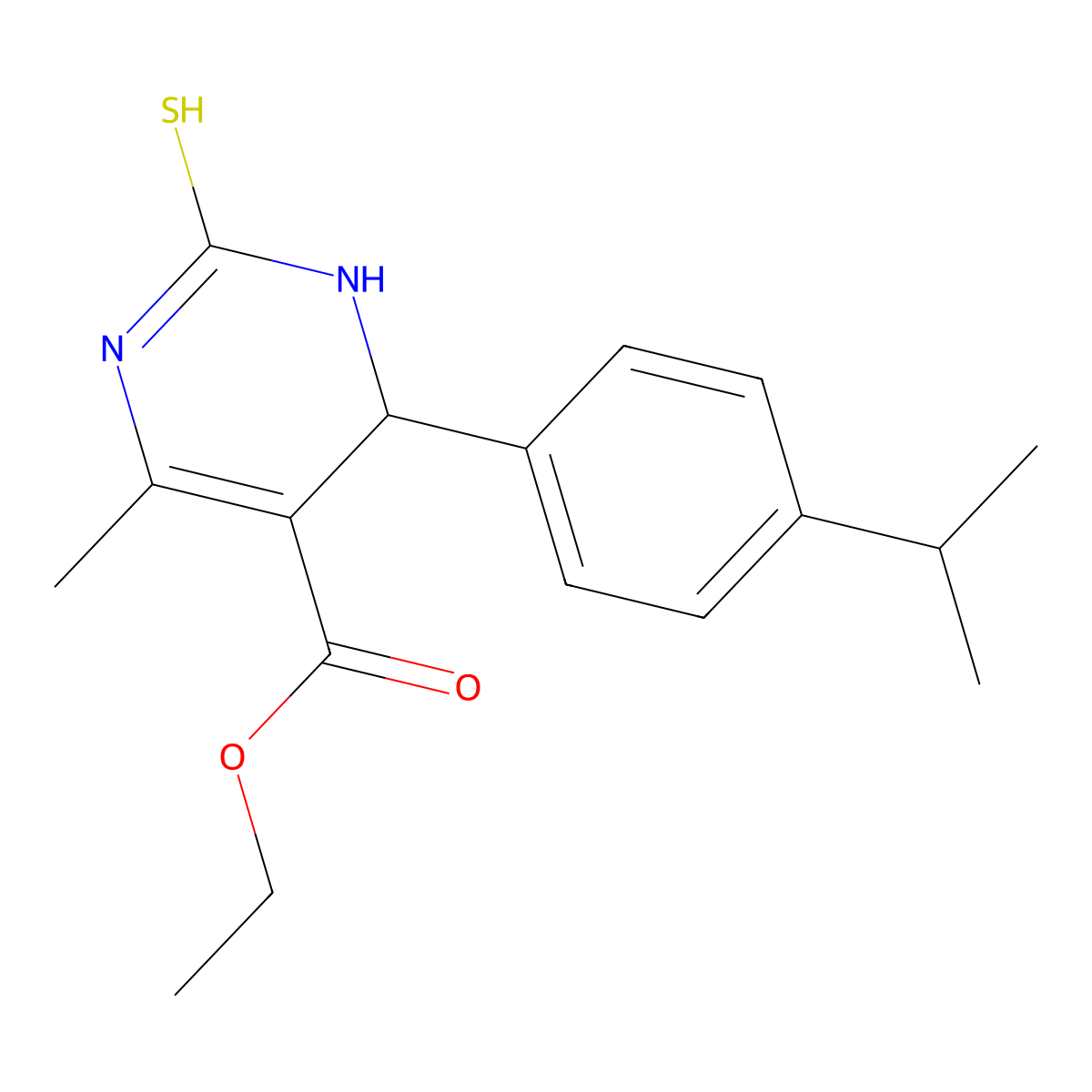 Ethyl 4-(4-isopropylphenyl)-6-methyl-2-thioxo-1,2,3,4-tetrahydro-5-pyrimidinecarboxylate molecular structure, CAS 314028-88-1