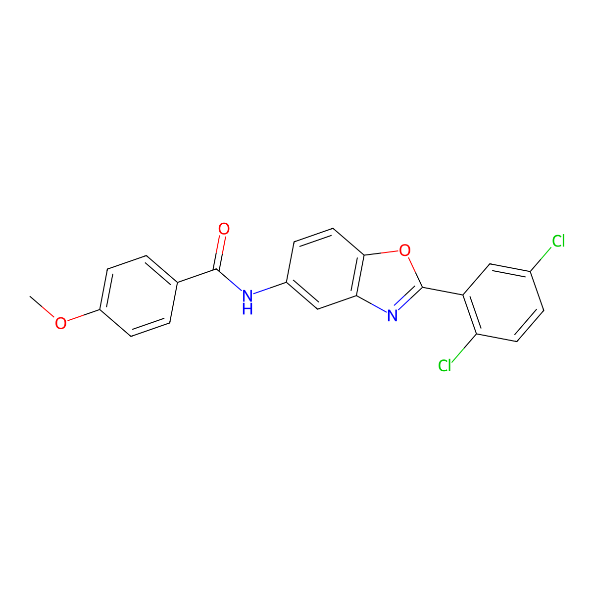 N-[2-(2,5-dichlorophenyl)-1,3-benzoxazol-5-yl]-4-methoxybenzamide molecular structure, CAS 314029-57-7