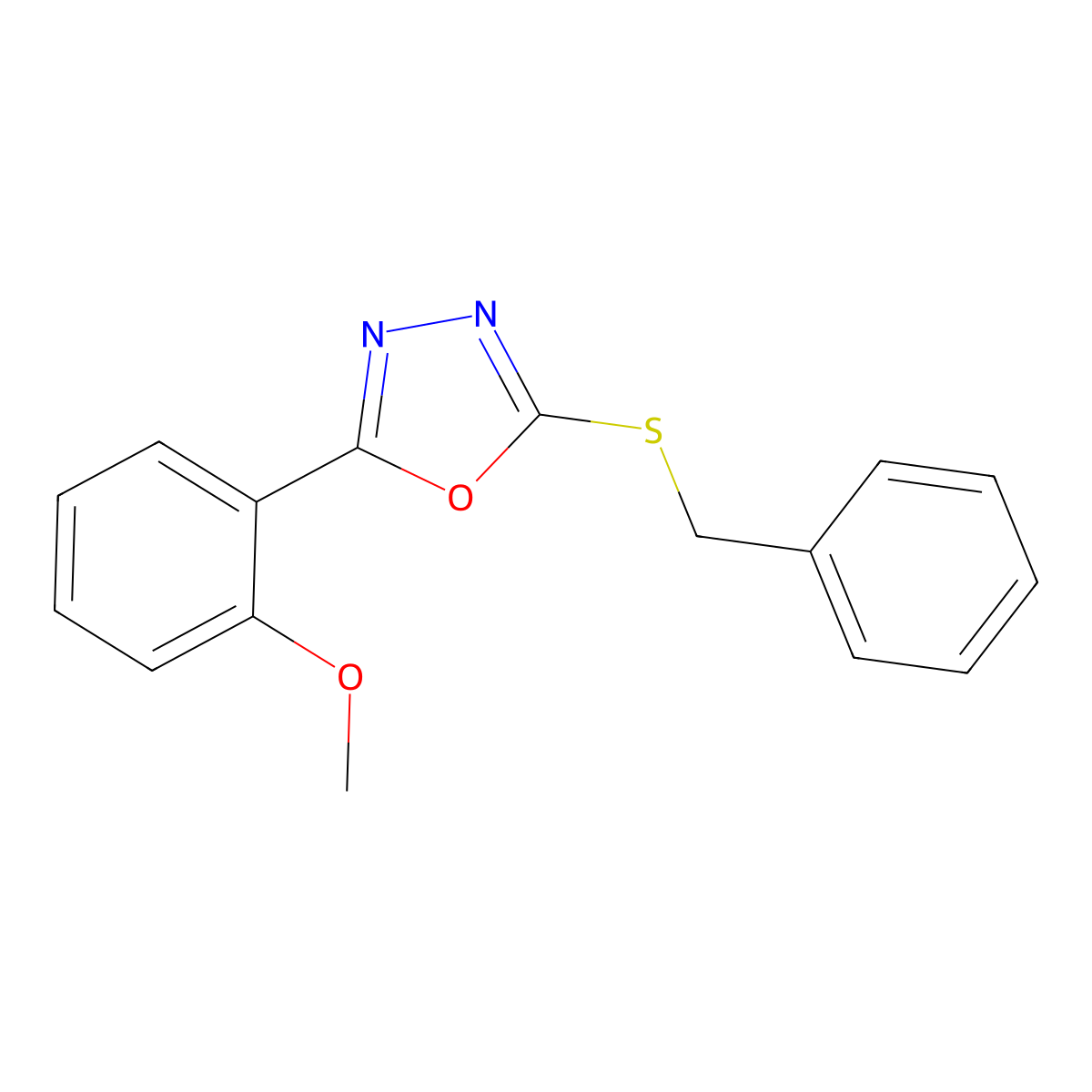 2-(Benzylsulfanyl)-5-(2-methoxyphenyl)-1,3,4-oxadiazole molecular structure, CAS 314030-29-0