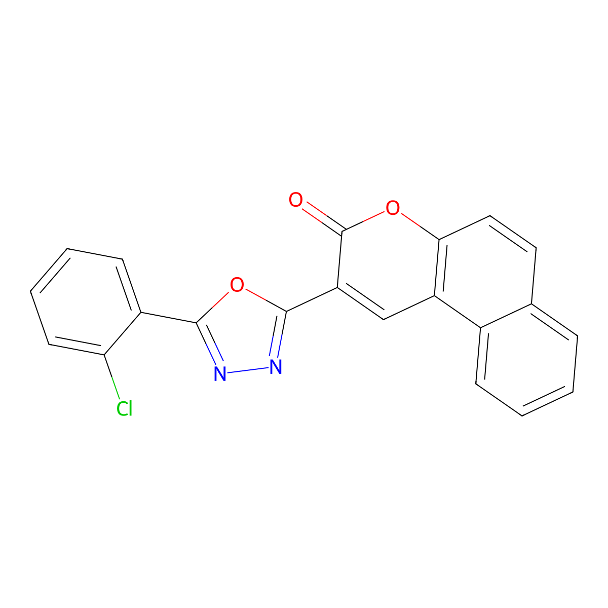2-[5-(2-Chlorophenyl)-1,3,4-oxadiazol-2-yl]benzo[f]chromen-3-one molecular structure, CAS 314030-41-6