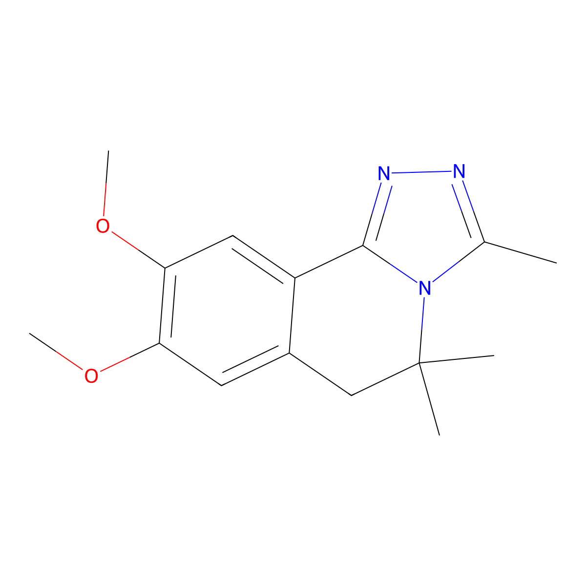 8,9-dimethoxy-3,5,5-trimethyl-6H-[1,2,4]triazolo[3,4-a]isoquinoline molecular structure, CAS 314030-63-2