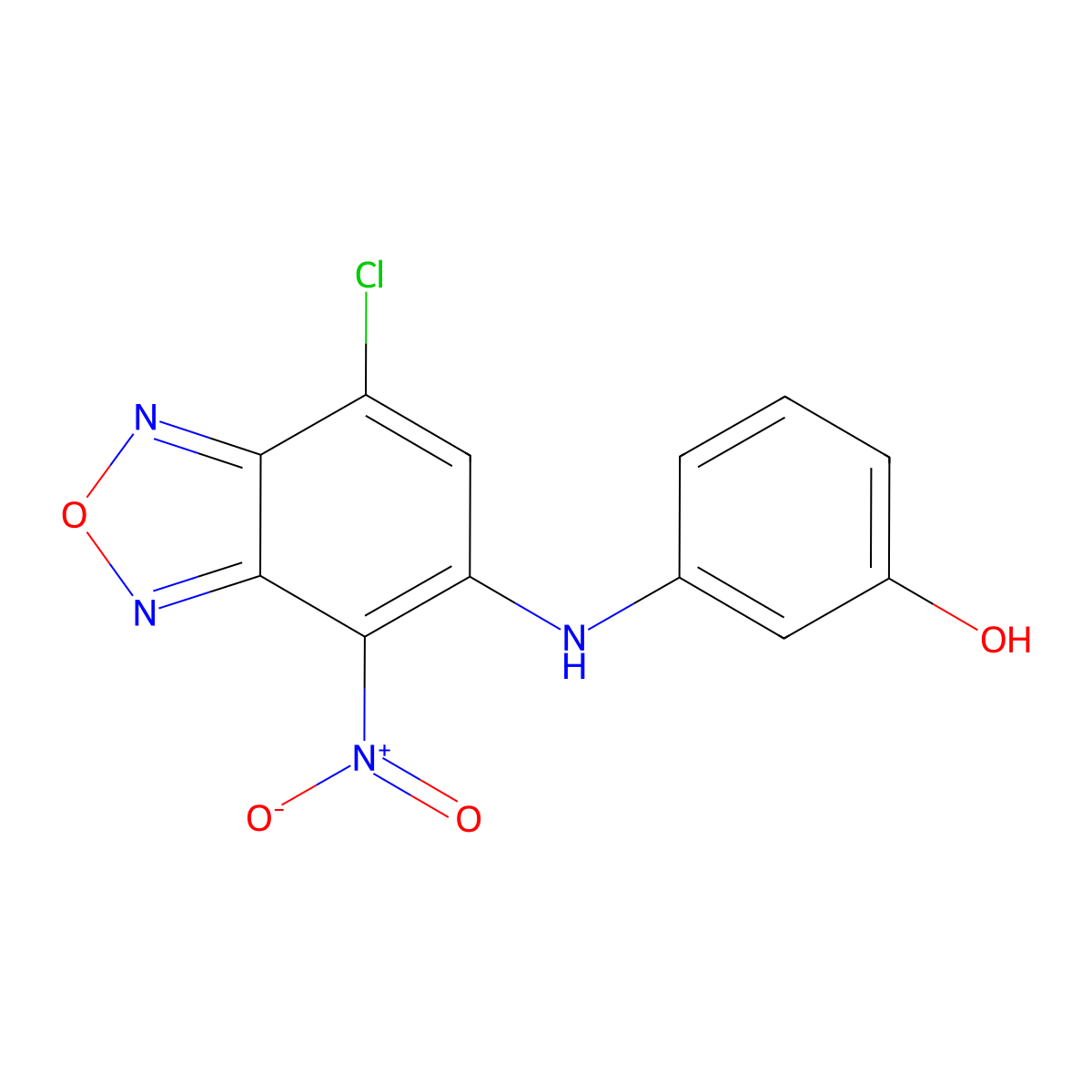 3-[(7-Chloro-4-nitro-2,1,3-benzoxadiazol-5-yl)amino]phenol molecular structure, CAS 314030-68-7