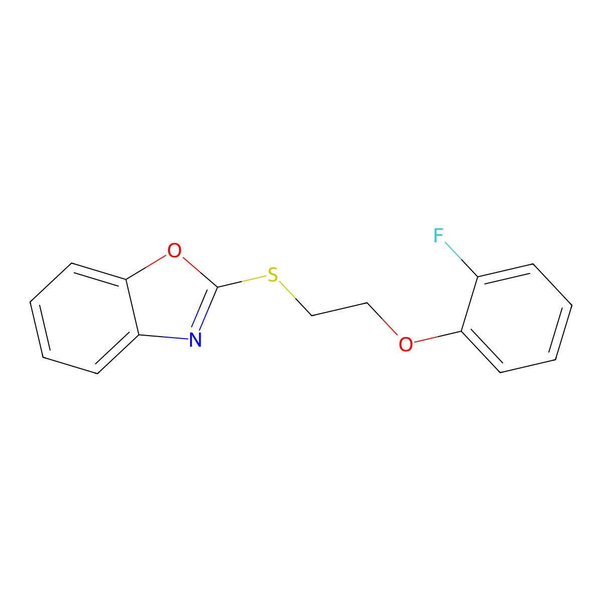 2-({2-[(2-Fluorophenyl)oxy]ethyl}sulfanyl)-1,3-benzoxazole molecular structure, CAS 314030-70-1