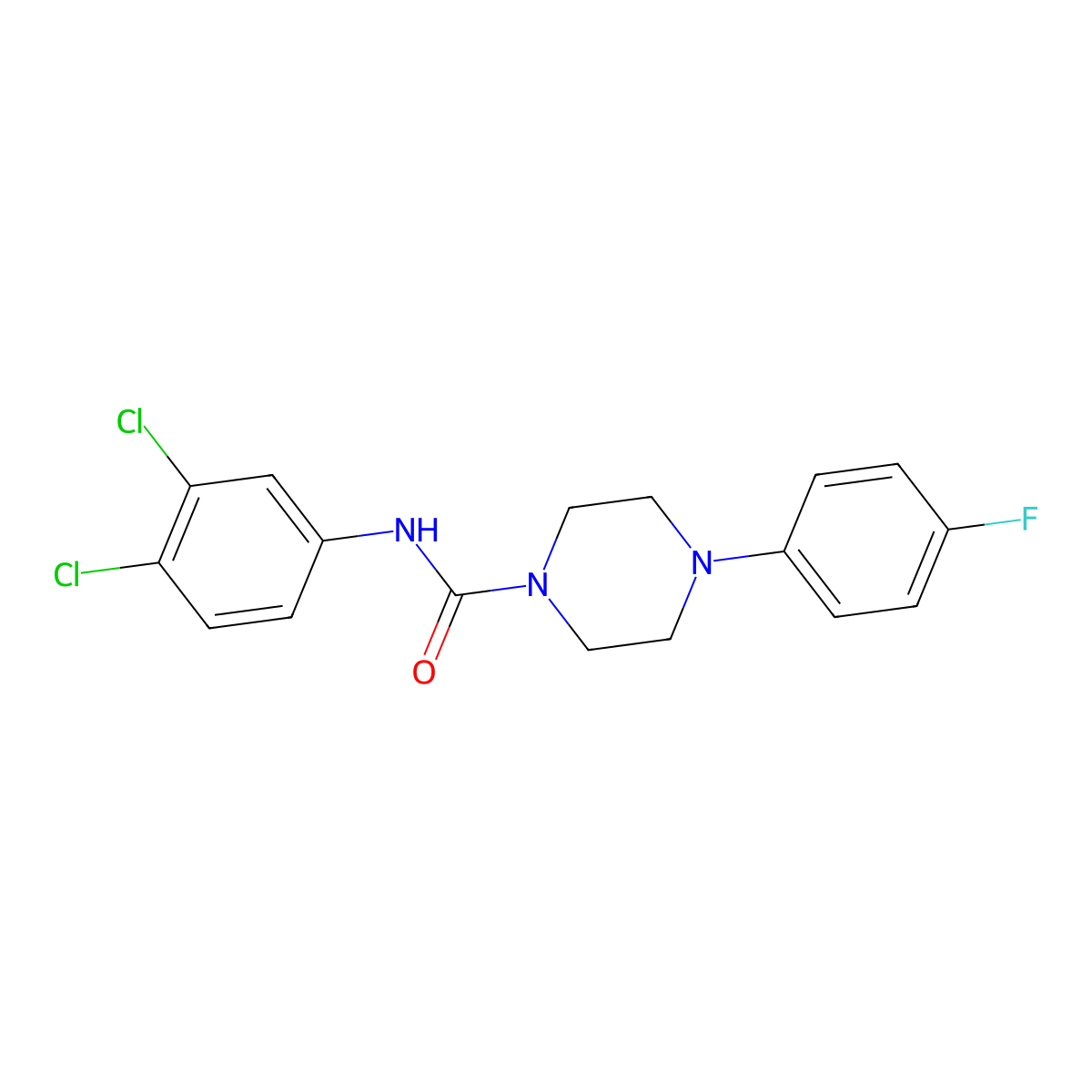 N-(3,4-dichlorophenyl)-4-(4-fluorophenyl)piperazine-1-carboxamide molecular structure, CAS 314031-74-8