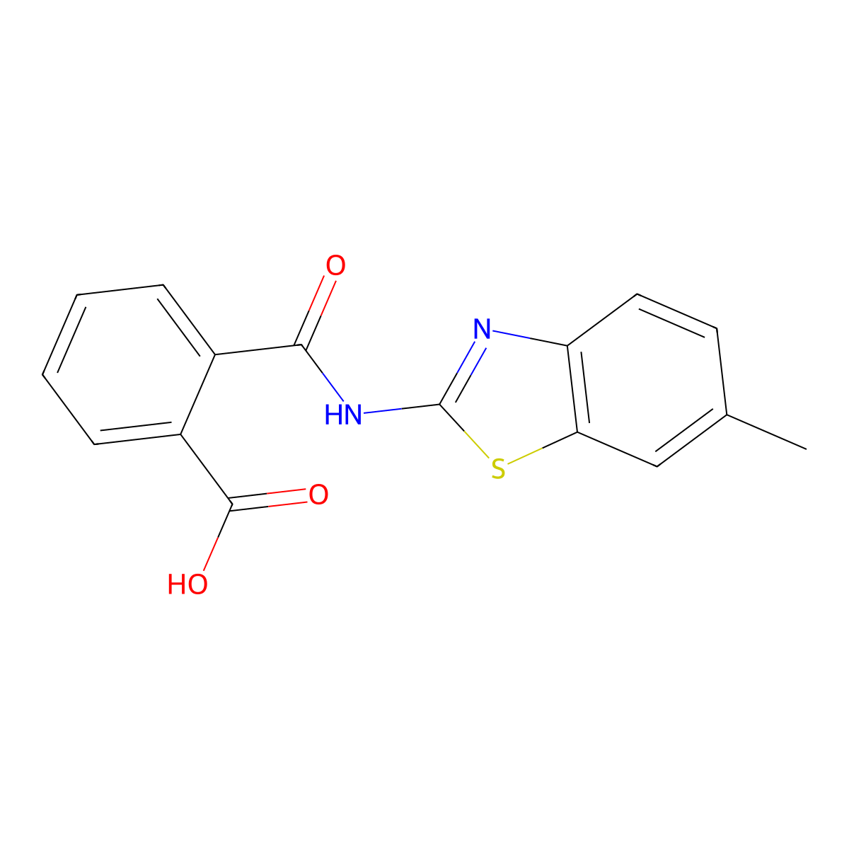 2-[(6-Methyl-1,3-benzothiazol-2-yl)carbamoyl]benzoic acid molecular structure, CAS 314032-00-3