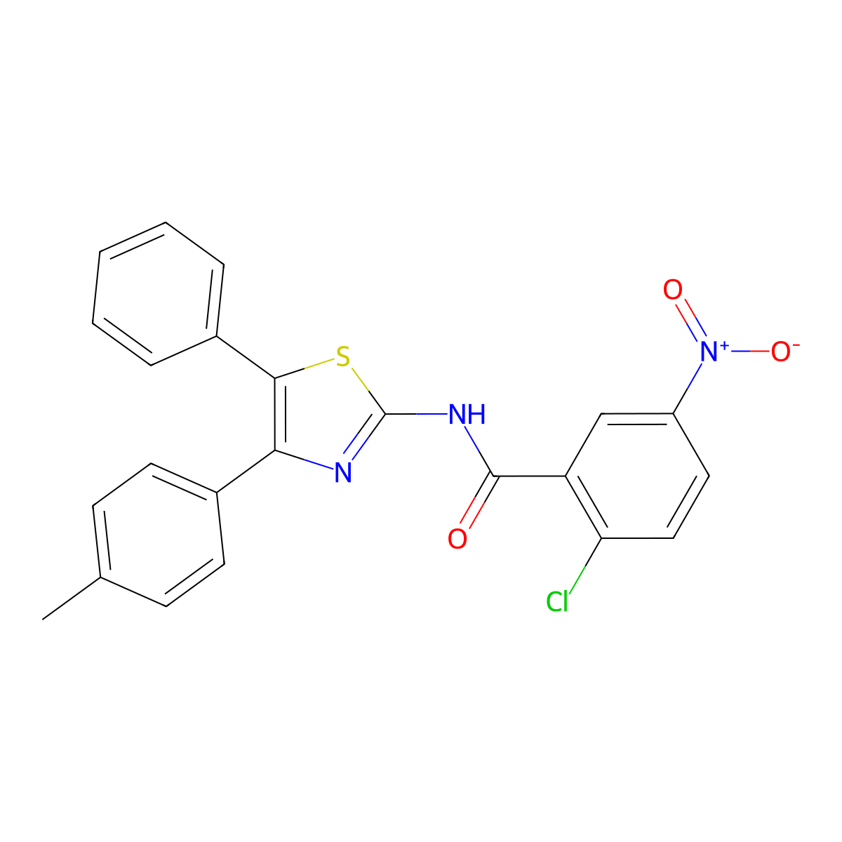 2-chloro-N-[4-(4-methylphenyl)-5-phenyl-1,3-thiazol-2-yl]-5-nitrobenzamide molecular structure, CAS 314032-88-7
