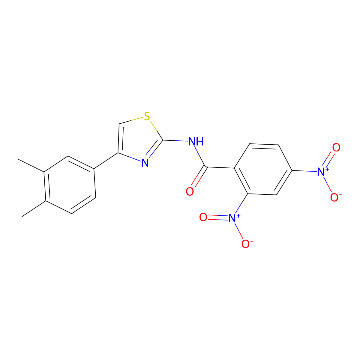 N-[4-(3,4-dimethylphenyl)-1,3-thiazol-2-yl]-2,4-dinitrobenzamide molecular structure, CAS 314032-91-2