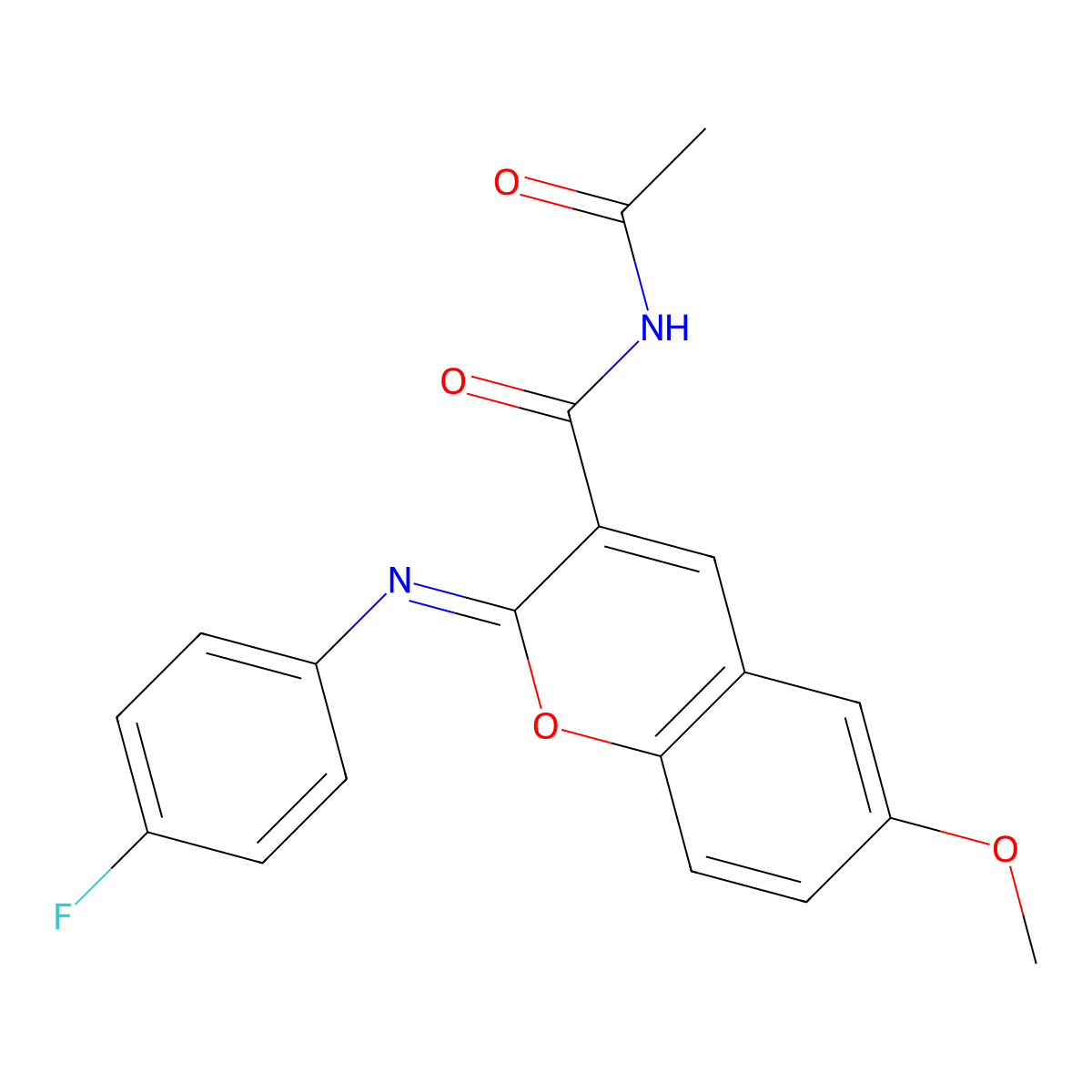 (2Z)-N-acetyl-2-[(4-fluorophenyl)imino]-6-methoxy-2H-chromene-3-carboxamide molecular structure, CAS 314033-03-9