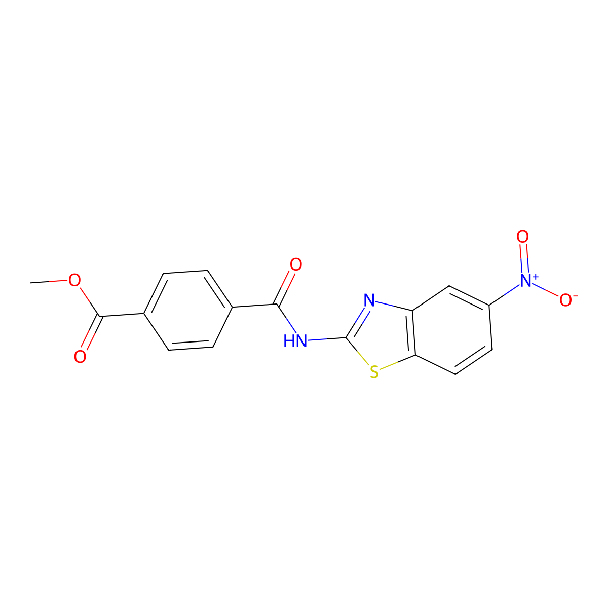 Methyl 4-((5-nitrobenzo[d]thiazol-2-yl)carbamoyl)benzoate molecular structure, CAS 314033-44-8