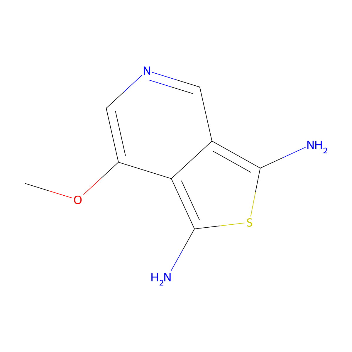 7-Methoxythieno[3,4-c]pyridine-1,3-diamine molecular structure, CAS 314033-46-0